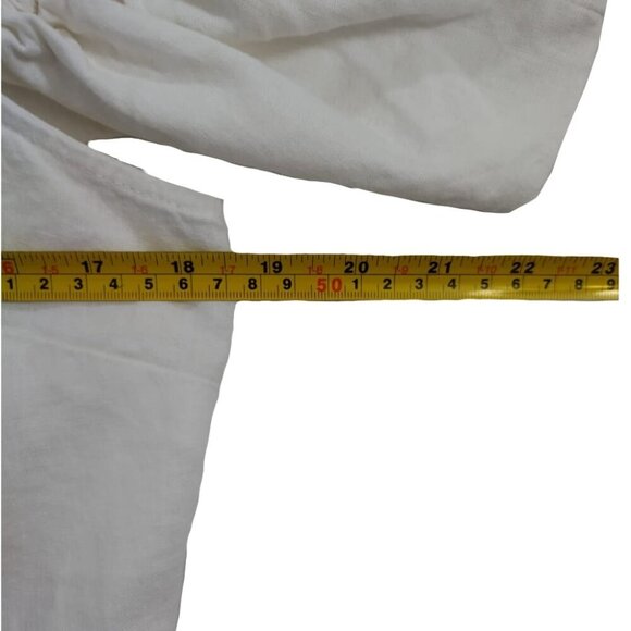 White Off-Shoulder Ruffled Crop Top By A New Day L 55% Linen & 45% Rayon. - Picture 6 of 7
